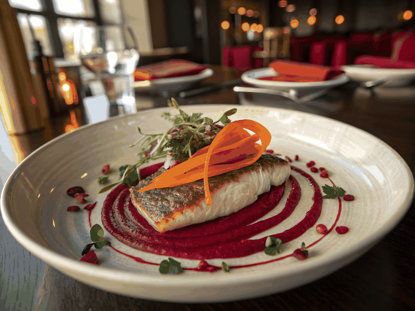 Artful plating of a seasonal dish in the bistro